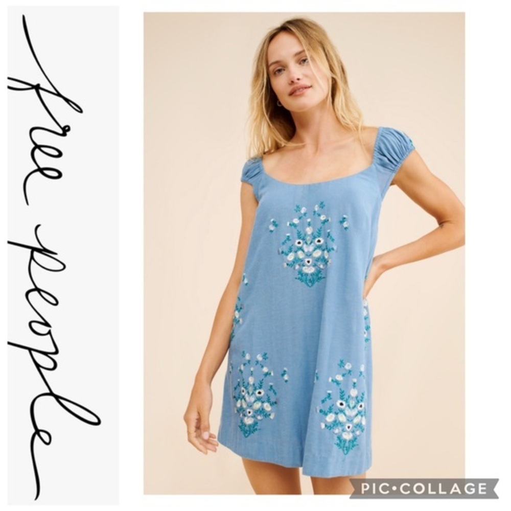Free People Wildflower Embroidered Mini Dress NWT Sz Medium